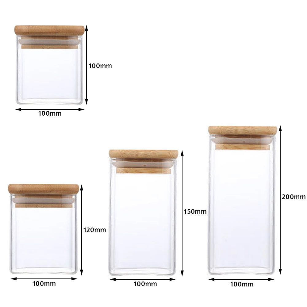 Glass Food Storage Containers With Wooden Lid